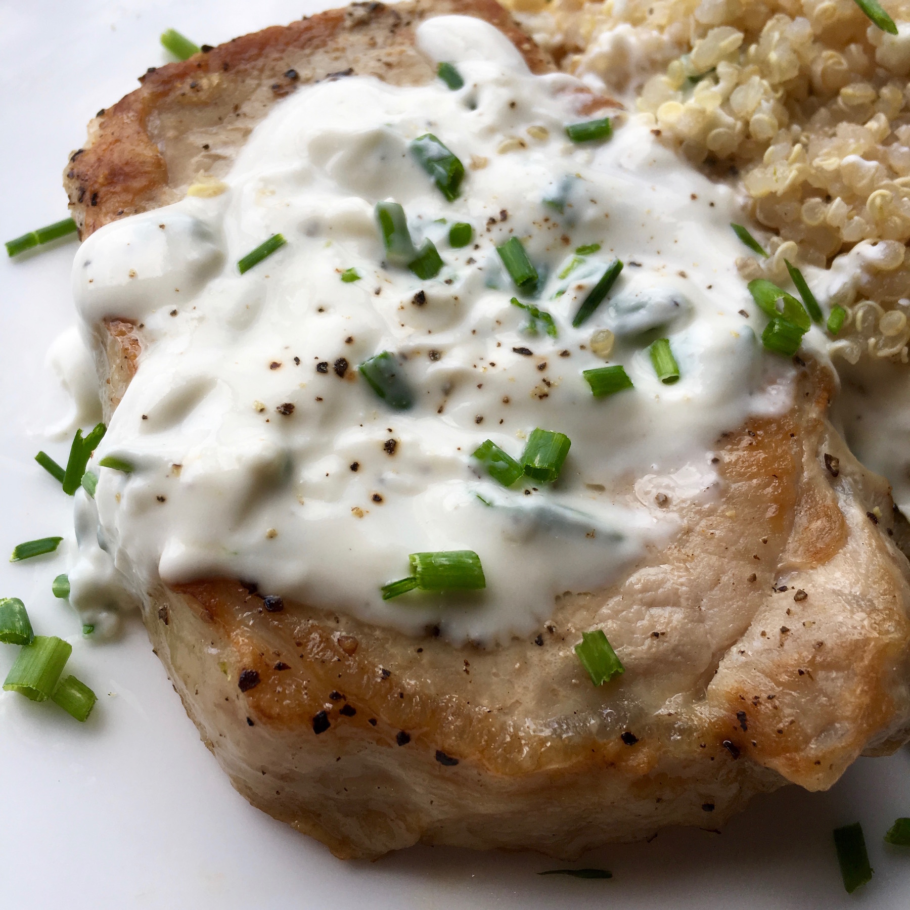 Boneless Pork Chops with Creamy Chive Pan Sauce